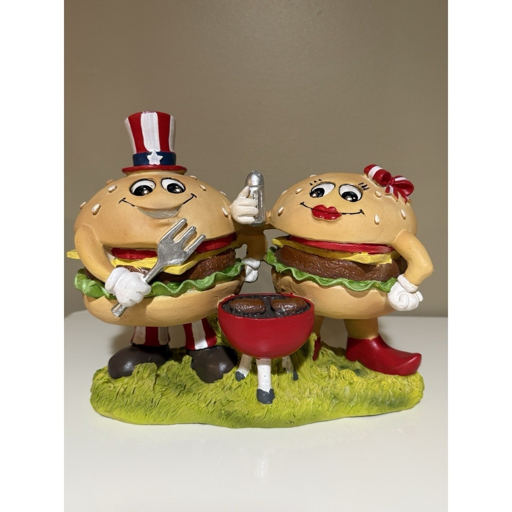 Patriotic Barbecue Cheeseburger Hamburger Tabletop Decor Couple Mr Mrs BBQ Grill